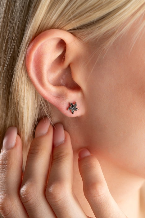 Heliophilia Silver Pendientes de Plata de Ley 925 Negros Stud NRZ99417